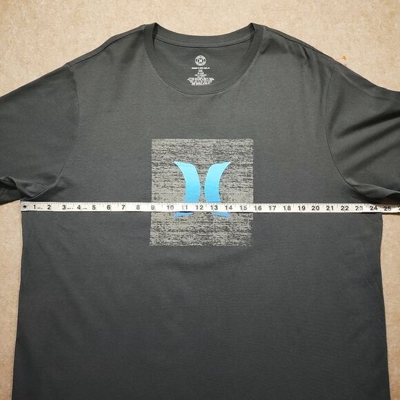 Hurley Men's Gray Short Sleeve T-Shirt with Blue Logo #5 - Picture 3 of 5